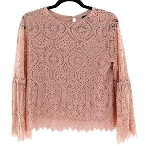 Worthington Lace Top Womens S Pink Y2K Granny Boho Fairycore‎ Feminine Delicate